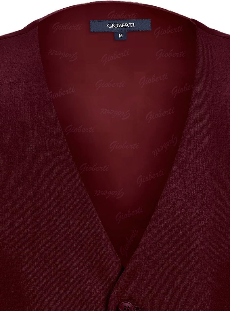 Gioberti Men's Formal Suit Vest Fit for Business or Casual Dress, Burgundy, X-Small - Image 5